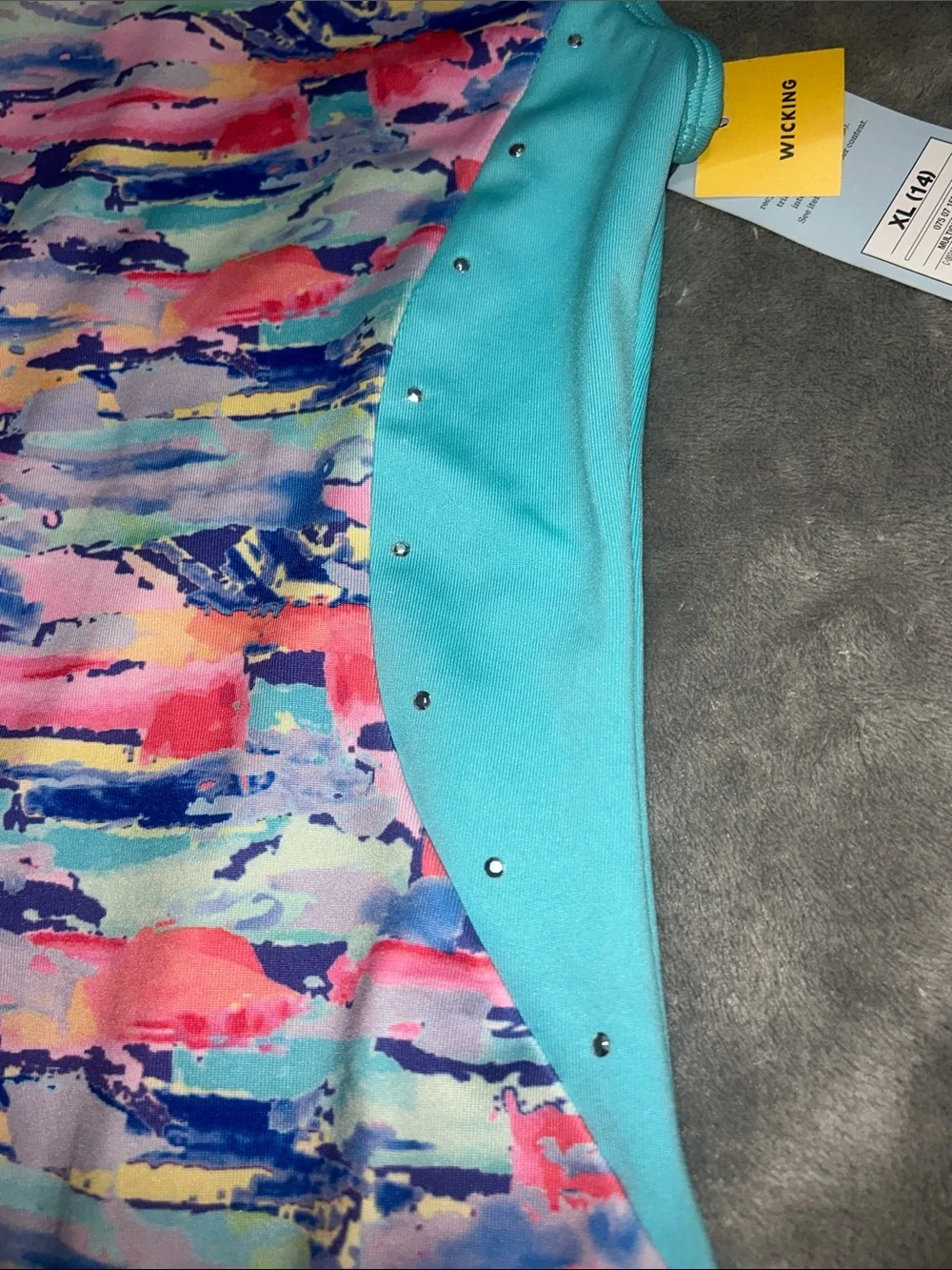 Cat & Jack Aqua Multi-Color Dance Leotard with Pastel Print